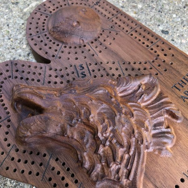 Carved Wolf Cribbage Board - Image 5