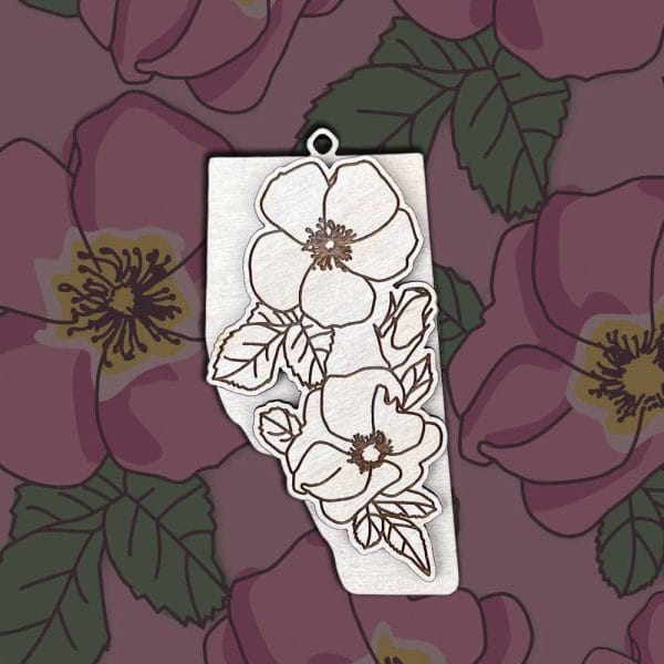 Wild rose Alberta ornament