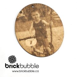 Laser Engraved photo ornament on wood
