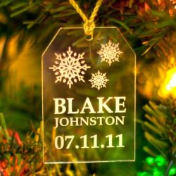 Custom laser engraved acrylic ornament