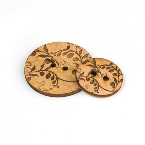 Wild Vines Button - solid maple