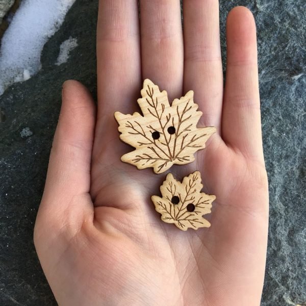 Natural Maple Leaf Buttons - Image 2