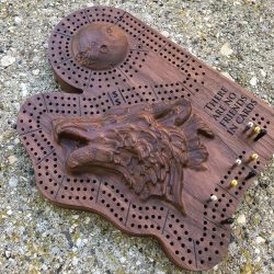 3D Wolf and Moon Cribbage Board