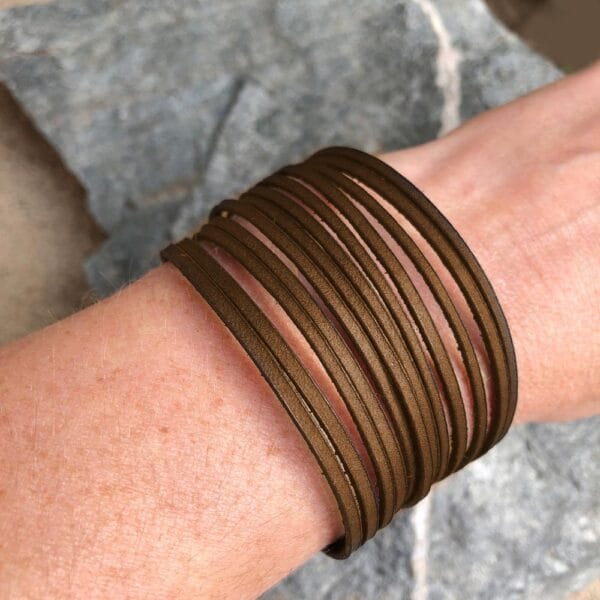 strands leather cuff brown