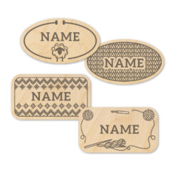 Wood engraved magnetic name tag with a smooth finish, featuring custom engraved text. Attached with a strong magnetic backing for easy wear without damaging clothing.